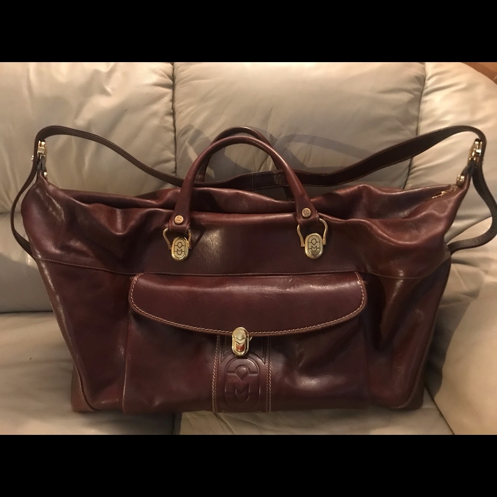 PRICE REDUCE Marino Orlandi Genuine Tuscan Leather Weekender Bag - Picture 2 of 7